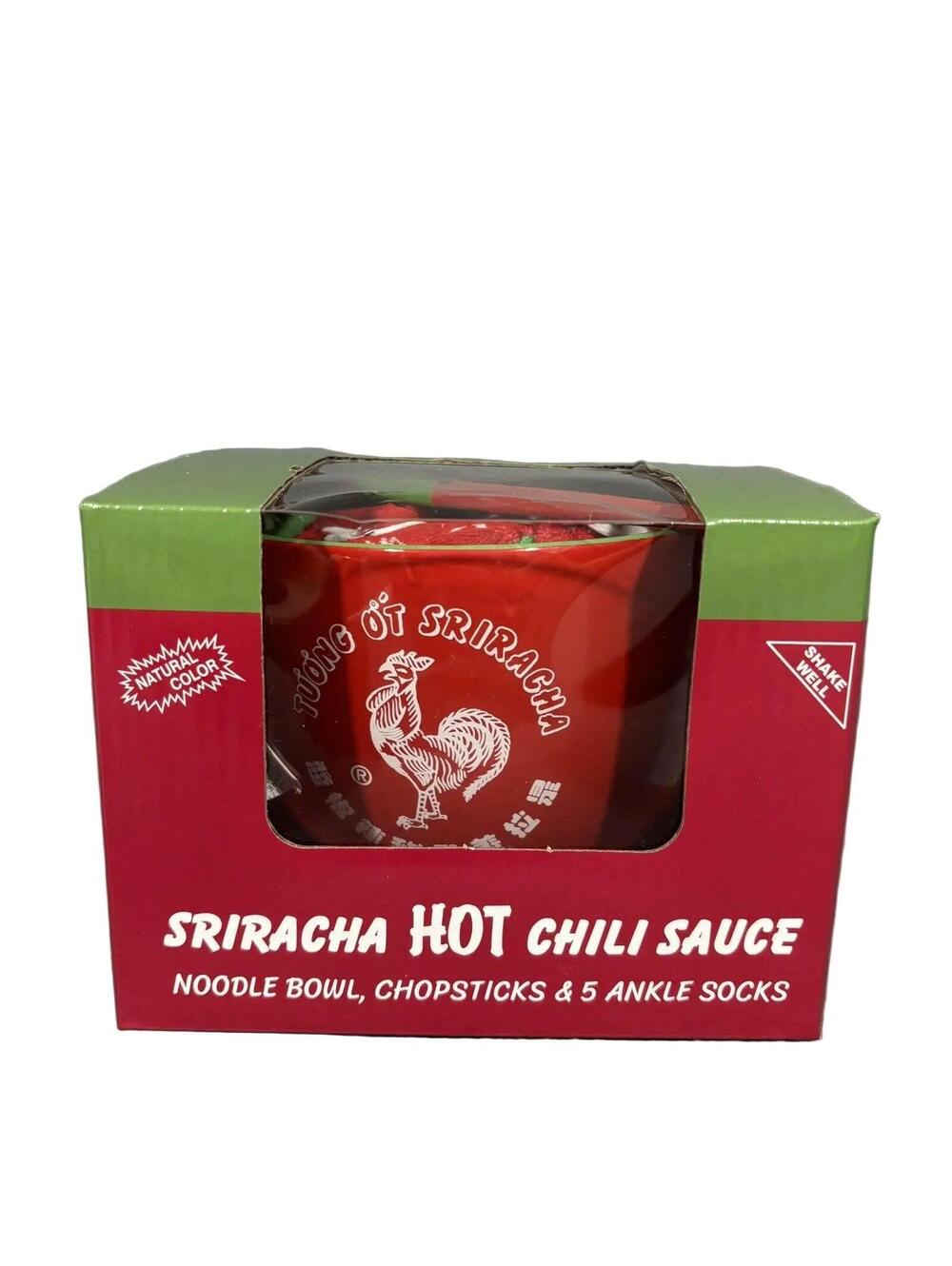Sriracha Ramen Soup Bowl w/Chopsticks & Socks Gift Set